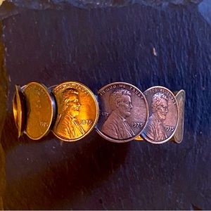 SALE Vintage Copper Pennies Handcrafted Open Cuff Bracelet Aged Patina 1975